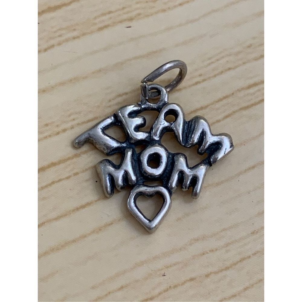 .925 Team Mom Sterling Silver Jewelry Charm #sports #heart